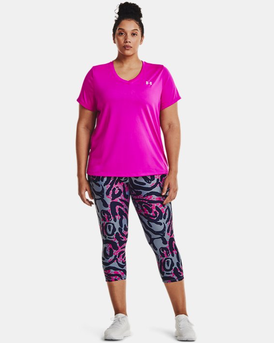 Tee-shirt à col V et manches courtes UA Tech™ pour femme, Pink, pdpMainDesktop image number 2